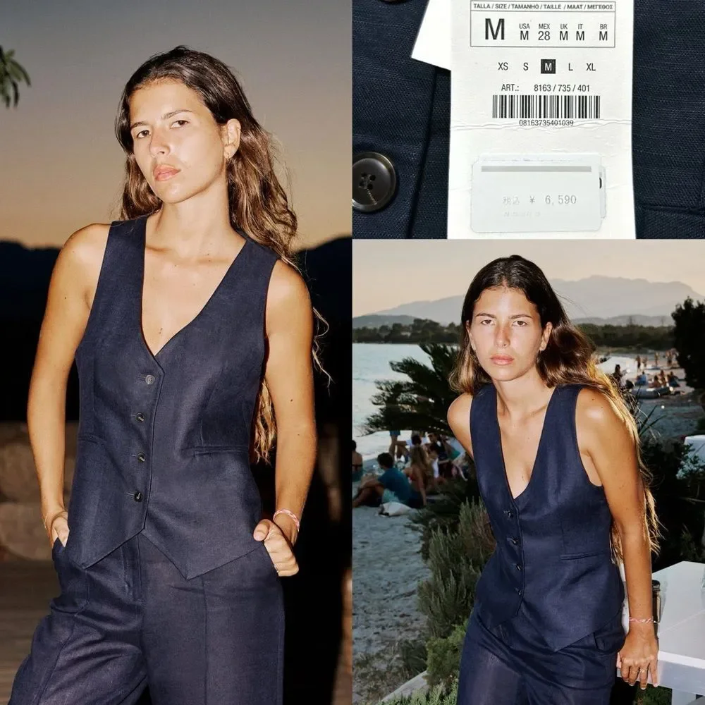 ZARA Tailored Linen Blend Waistcoat